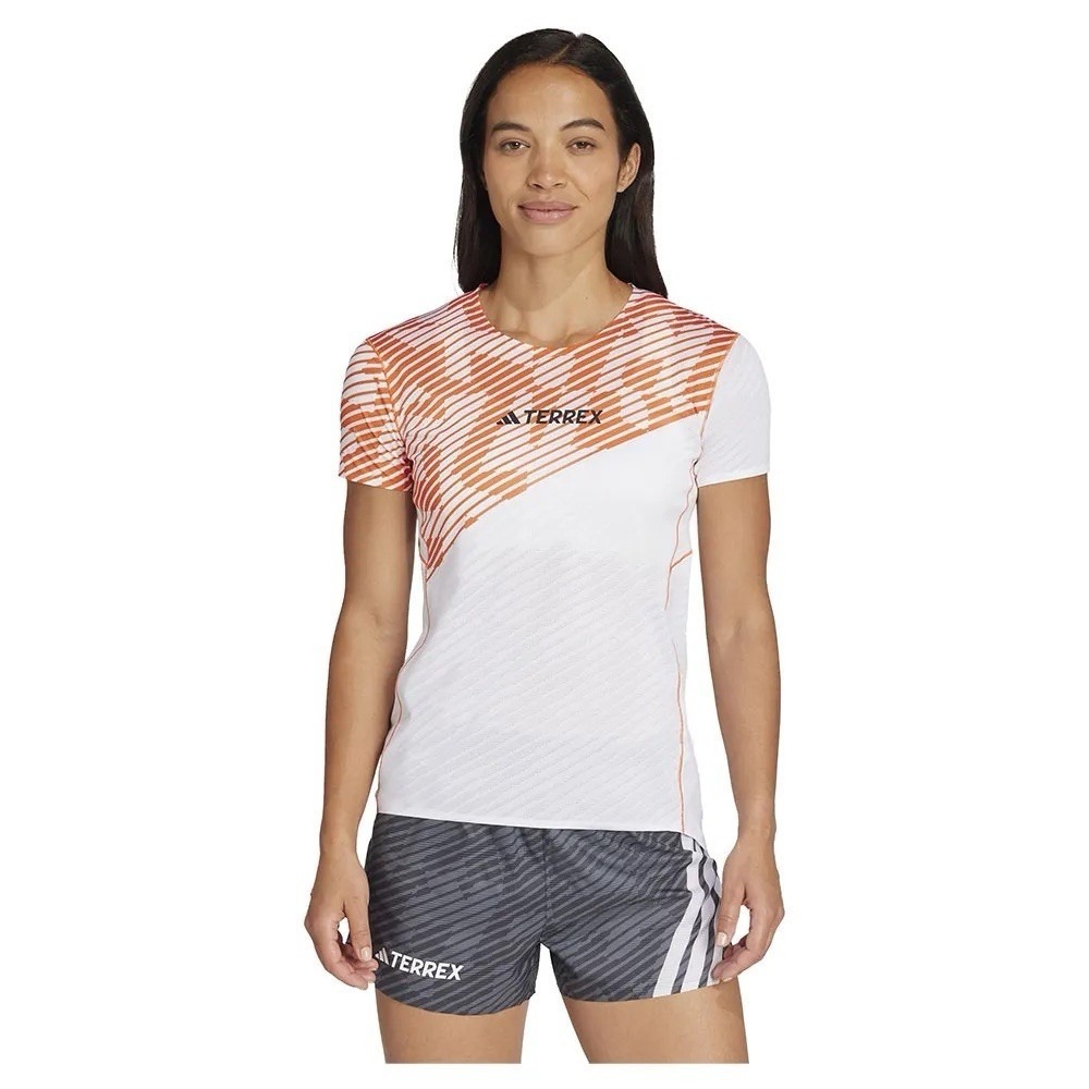 Adidas Terrex Pro Techrock Running Tee Shirt Women LARGE $85 JX2800 White Orange